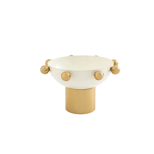 Temari Wht/Gold Nut Bowl 6