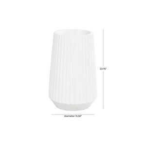 Jarrón decorativo de piso acanalado en resina blanca – 30"