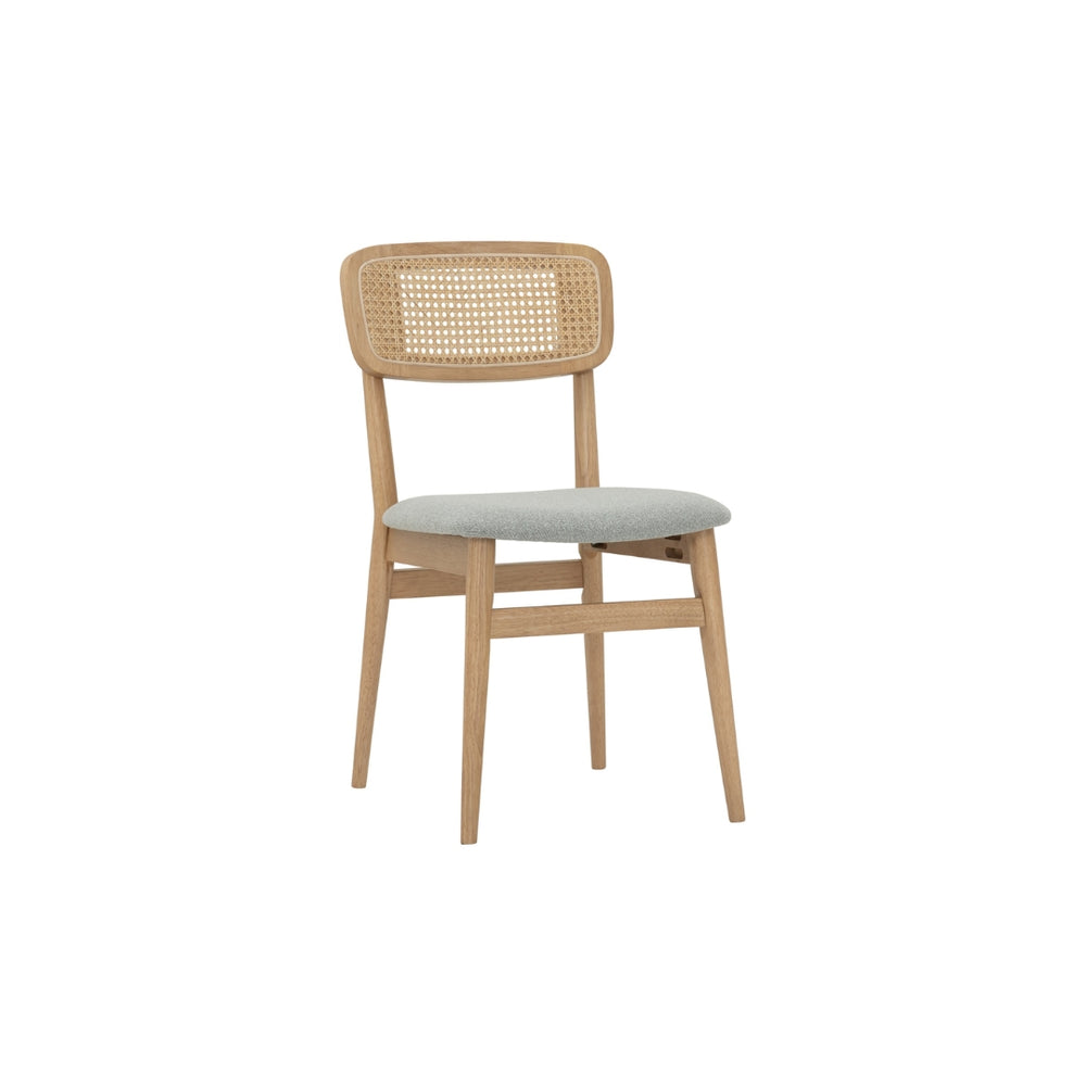 Silla de comedor Arlo en roble malayo y ratán natural