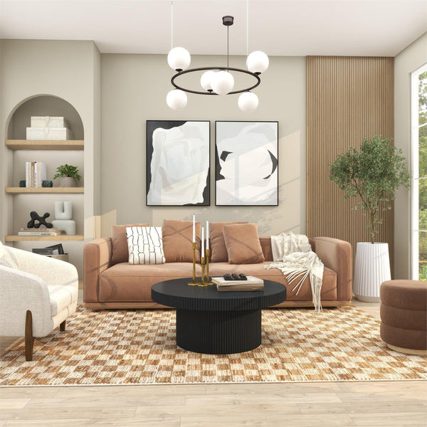 Jarrón decorativo de piso acanalado en resina blanca – 30"