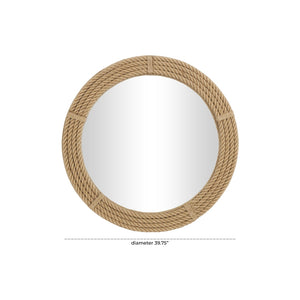 Espejo decorativo redondo de yute tejido – 40"