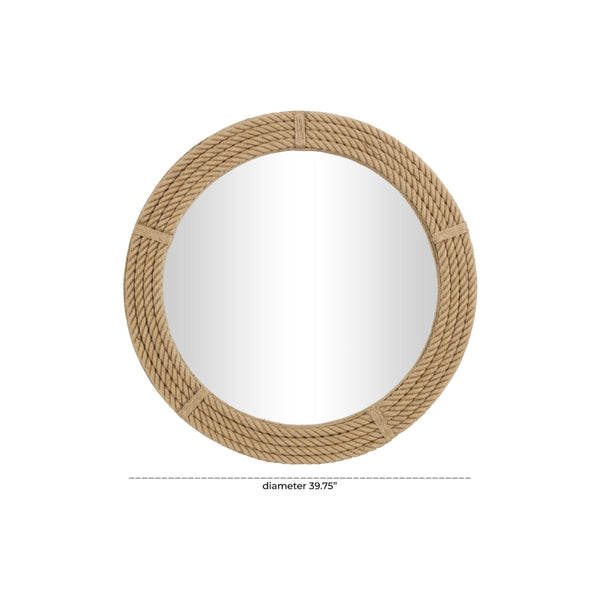 Espejo decorativo redondo de yute tejido – 40"