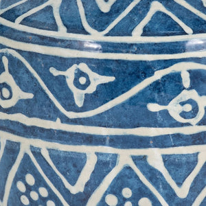 Jarrón decorativo de terracota azul estilo trompeta
