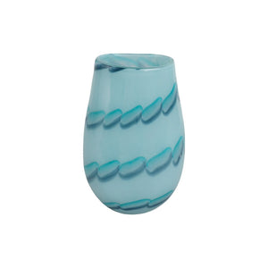 Jarrón decorativo de vidrio con patrón de cuentas color azul