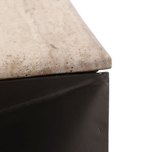 Mesa auxiliar “Besancon” 25″ — Metal y Travertino