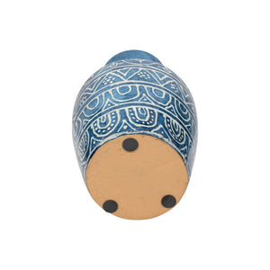 Jarrón decorativo de terracota azul de 16"
