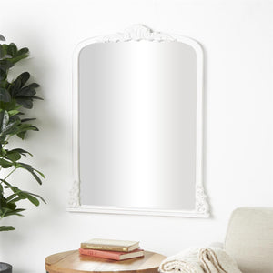 Espejo de pared arqueado de madera blanca