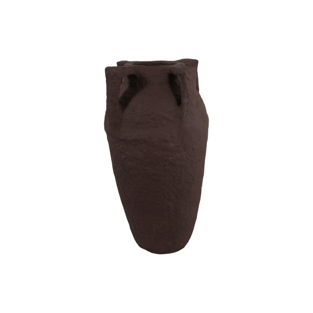 Jarrón decorativo con asas de papel maché color marrón oscuro – 26"