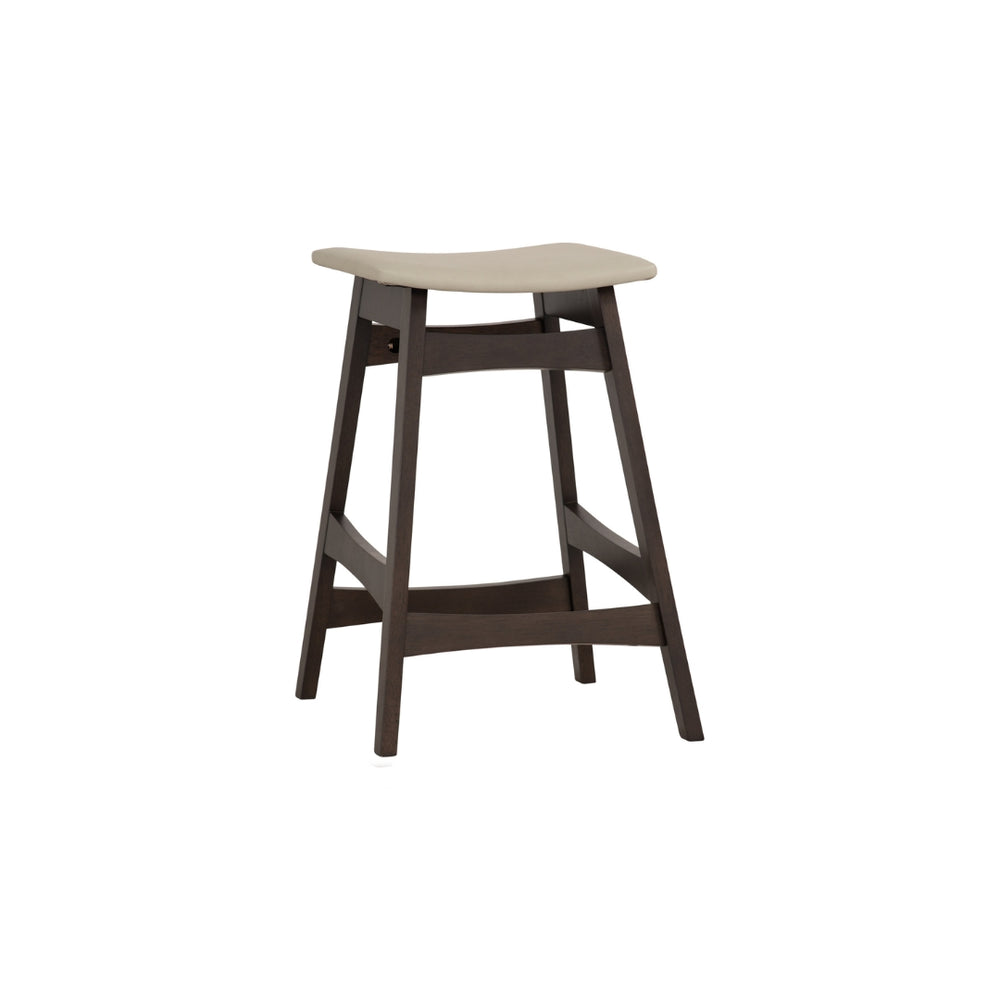 Counter stool Bernard en roble malayo y asiento cream