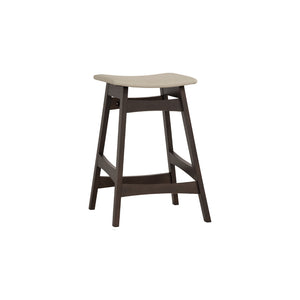 Counter stool Bernard en roble malayo y asiento cream