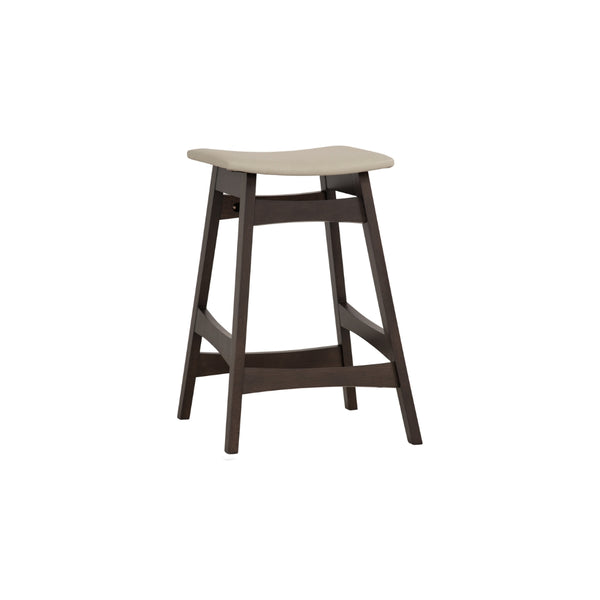 Counter stool Bernard en roble malayo y asiento cream