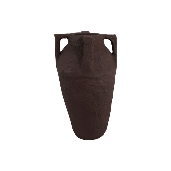 Jarrón decorativo con asas de papel maché color marrón oscuro – 26"