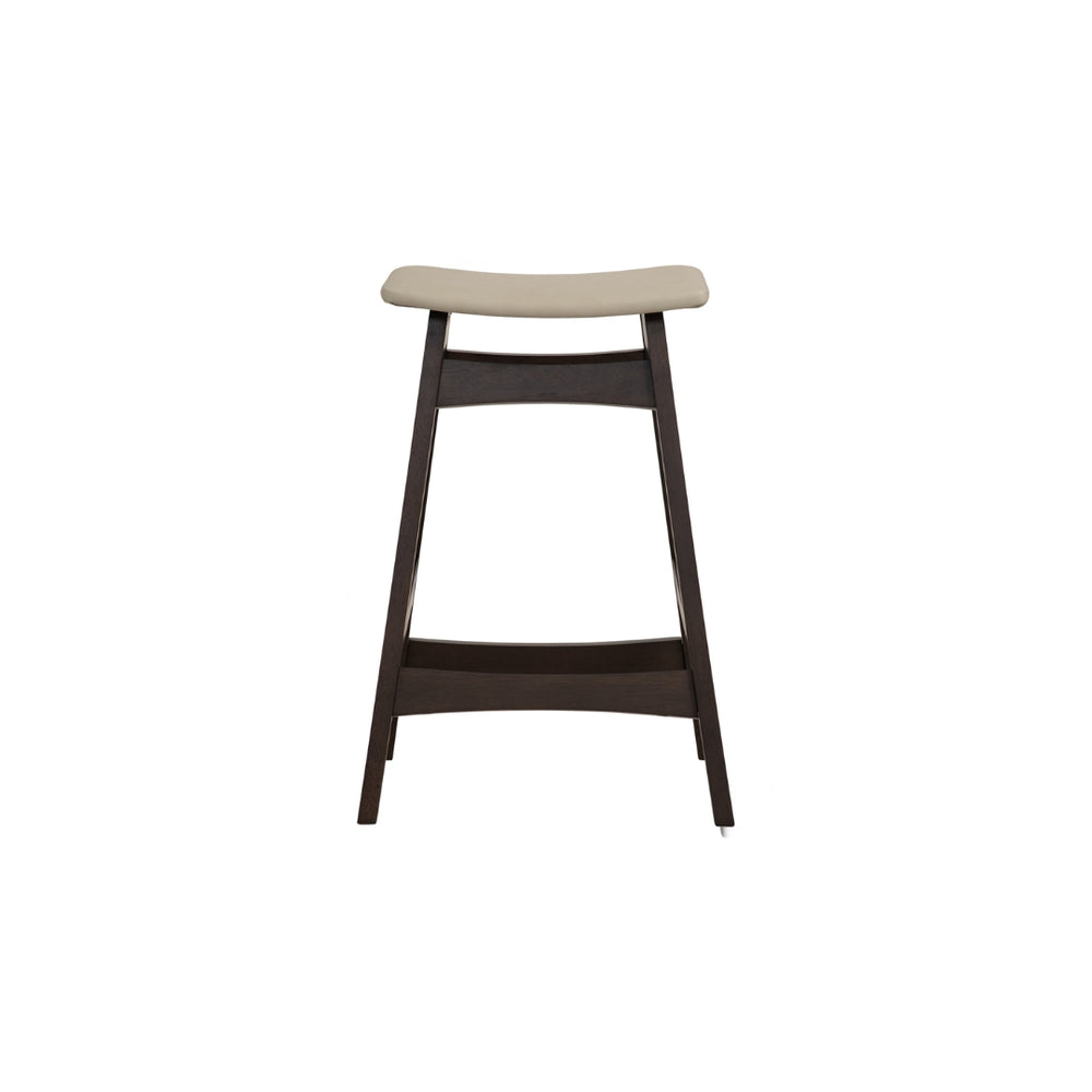 Counter stool Bernard en roble malayo y asiento cream