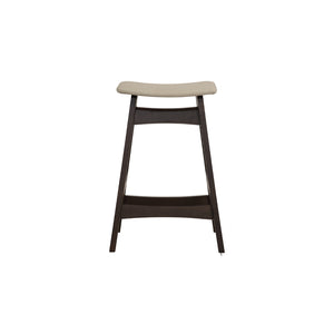 Counter stool Bernard en roble malayo y asiento cream