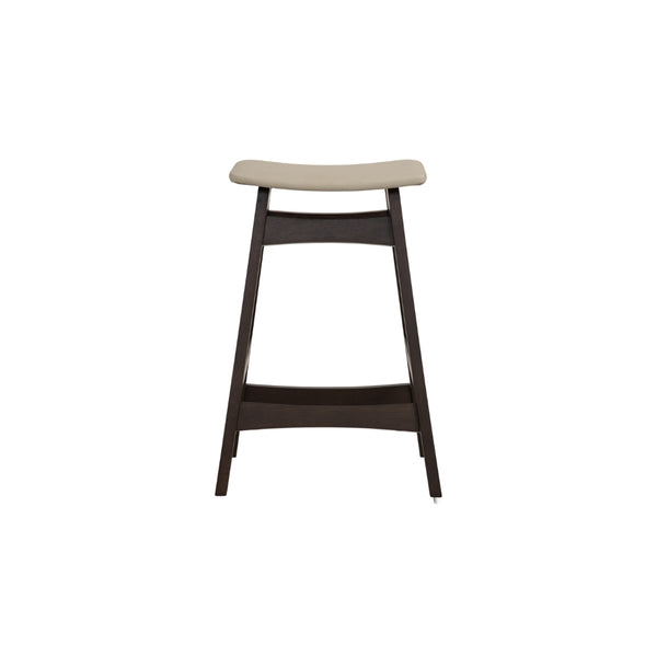 Counter stool Bernard en roble malayo y asiento cream