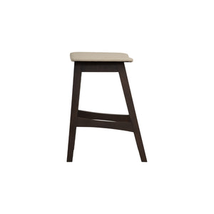 Counter stool Bernard en roble malayo y asiento cream