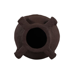 Jarrón decorativo con asas de papel maché color marrón oscuro – 26"