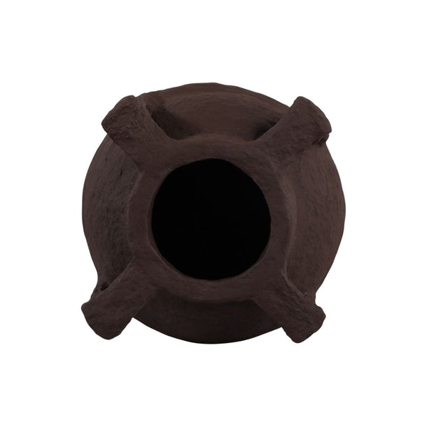 Jarrón decorativo con asas de papel maché color marrón oscuro – 26"