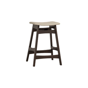 Counter stool Bernard en roble malayo y asiento cream