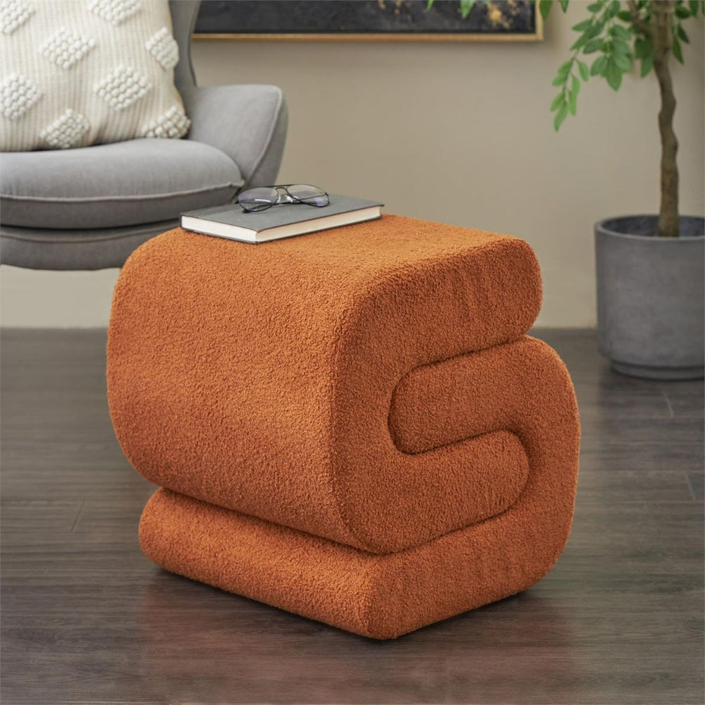Ottoman decorativo S-shape en tela color cobre