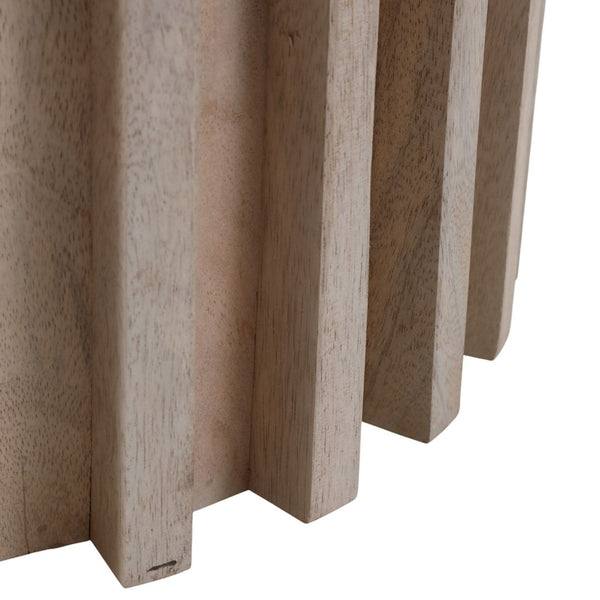 Mesa auxiliar Grenoble de madera y travertino — 25″ / Accent Table