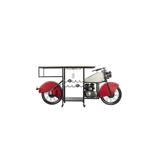 Bar Decorativo Estilo Motocicleta Vintage con Capacidad para 10 Botellas