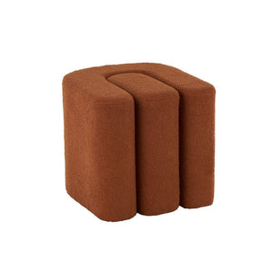 Pouf decorativo de cuero marrón con paneles lineales