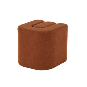 Pouf decorativo de cuero marrón con paneles lineales