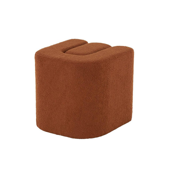 Pouf decorativo de cuero marrón con paneles lineales