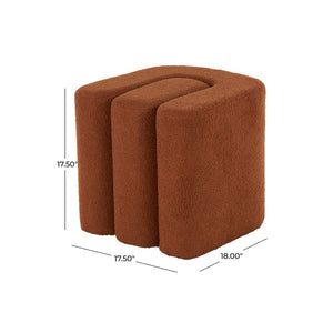 Pouf decorativo de cuero marrón con paneles lineales
