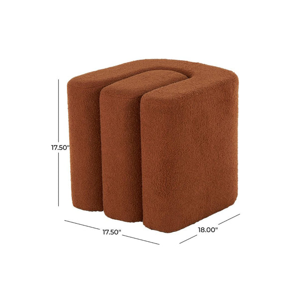 Pouf decorativo de cuero marrón con paneles lineales