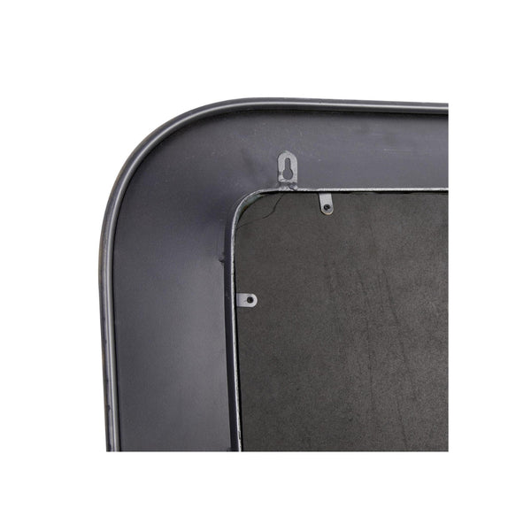 Espejo de pared cóncavo de metal negro con detalles dorados, 25" x 3" x 70"