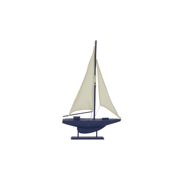 Velero Decorativo de Madera Azul Oscuro