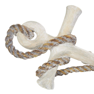 Escultura decorativa de ancla náutica envejecida con cuerda