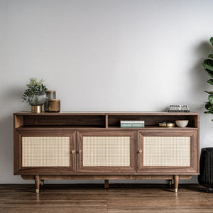 Sideboard Royston 1.8M en roble malayo y ratán natural