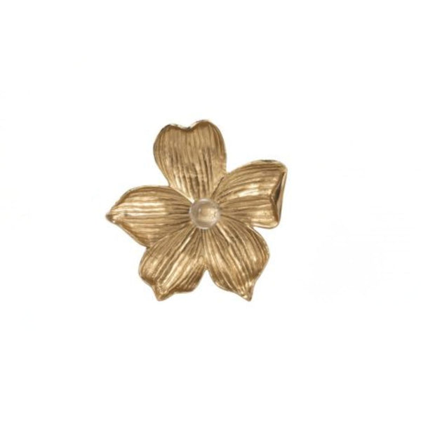 Aplique grande flores decorativas Rommie en metal dorado