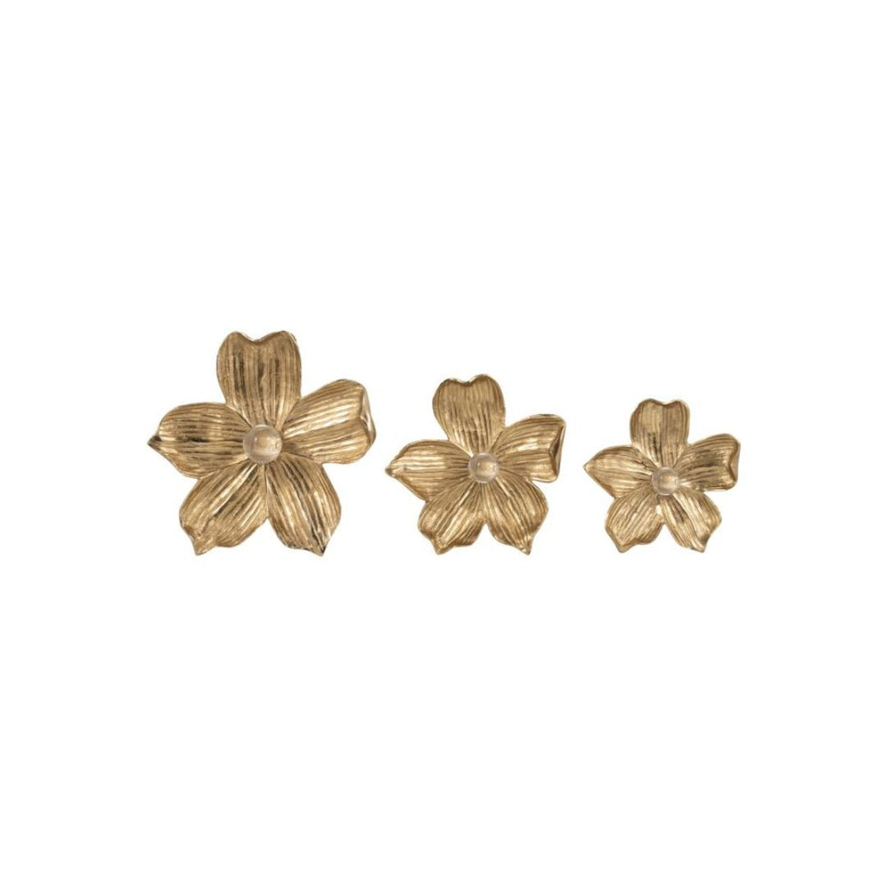 Aplique grande flores decorativas Rommie en metal dorado