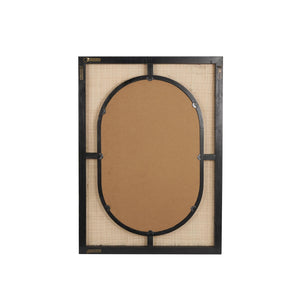 Espejo mural Bombay en ratán marrón con marco negro