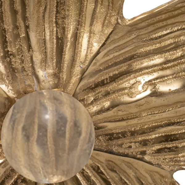 Aplique grande flores decorativas Rommie en metal dorado