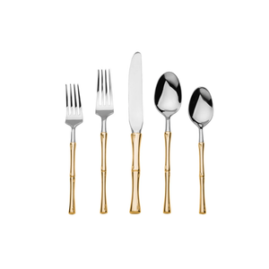 18/10 Rattan 20 PC Gold Set