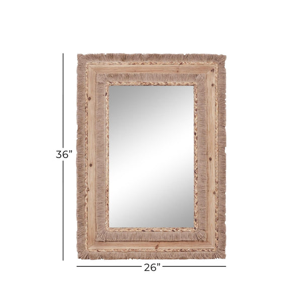 Espejo mural de madera marrón Natural Grain 26″ × 36″