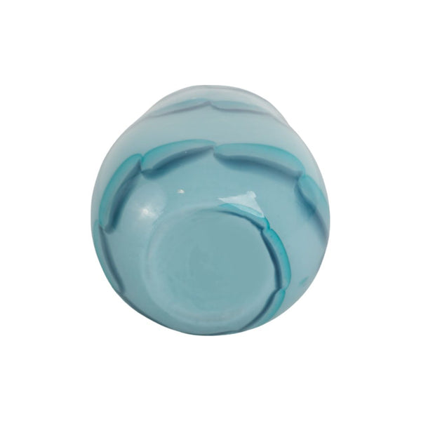 Jarrón decorativo de vidrio con patrón de cuentas color azul