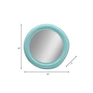 Espejo decorativo redondo de metal color turquesa – 36"
