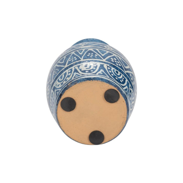 Jarrón decorativo de terracota azul estilo trompeta