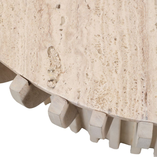 Mesa de centro Grenoble de madera y travertino