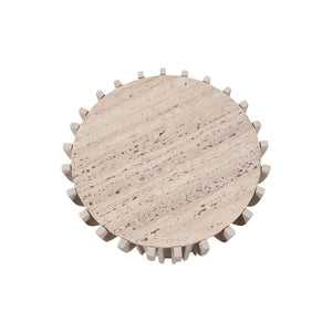 Mesa auxiliar Grenoble de madera y travertino — 25″ / Accent Table