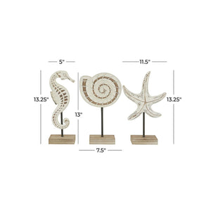 Escultura decorativa marina blanca – Set de 3 piezas
