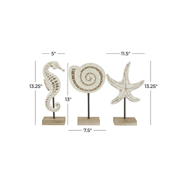 Escultura decorativa marina blanca – Set de 3 piezas