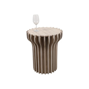 Mesa auxiliar Grenoble de madera y travertino — 25″ / Accent Table