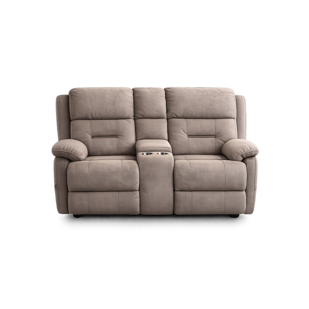 Reclinable Manual con Consola Central Color Gris Taupe